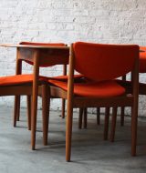 Set meja makan jepara mini 4 kursi oranye